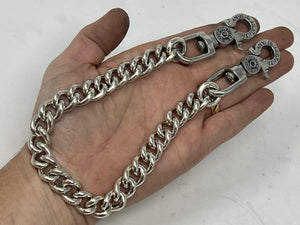 17 Inch .925 Silver Wallet Chain w/Lucky Horseshoe Clasps