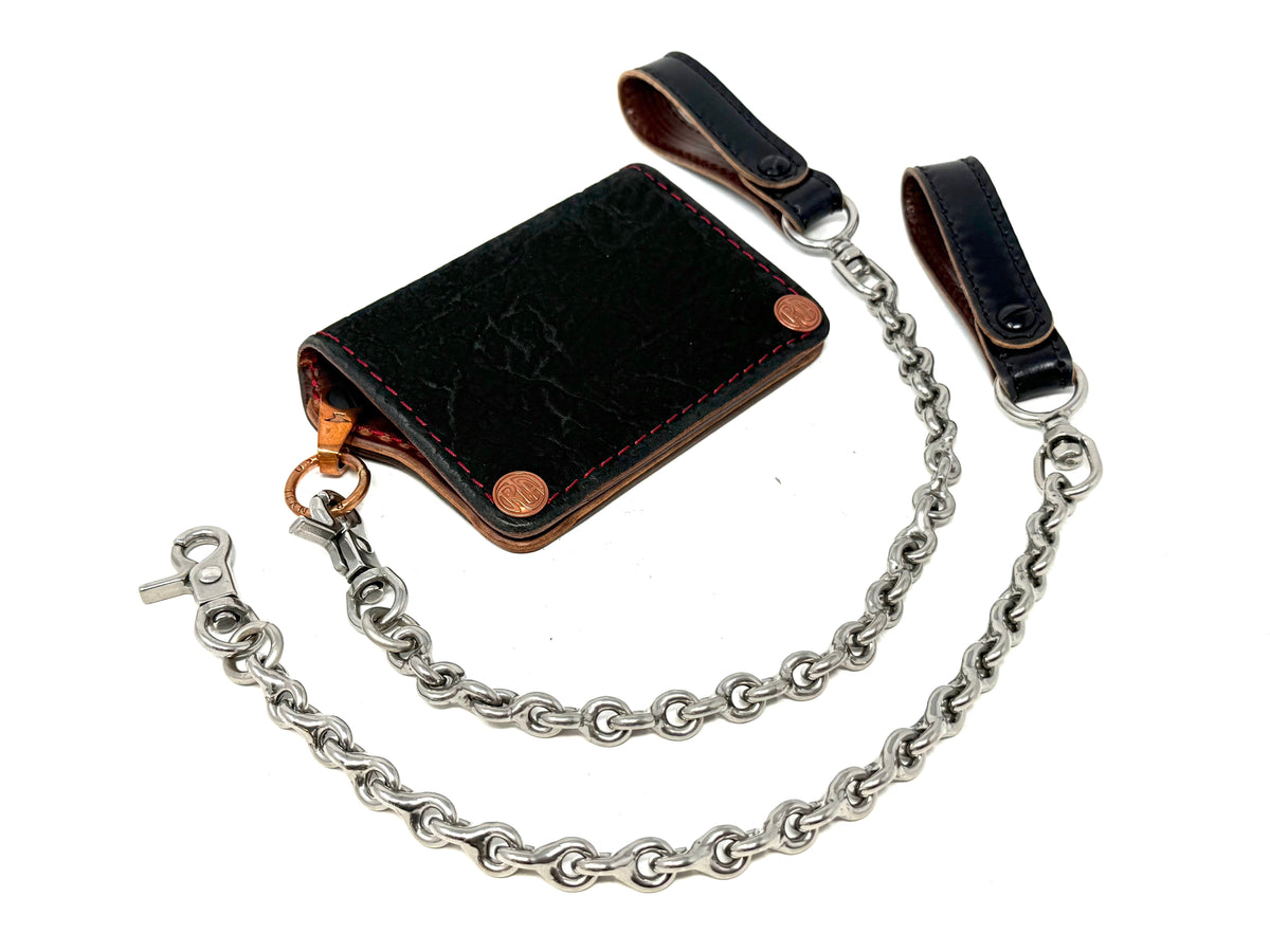 18” Stainless 8’s Wallet Chain w Black Shell Loop