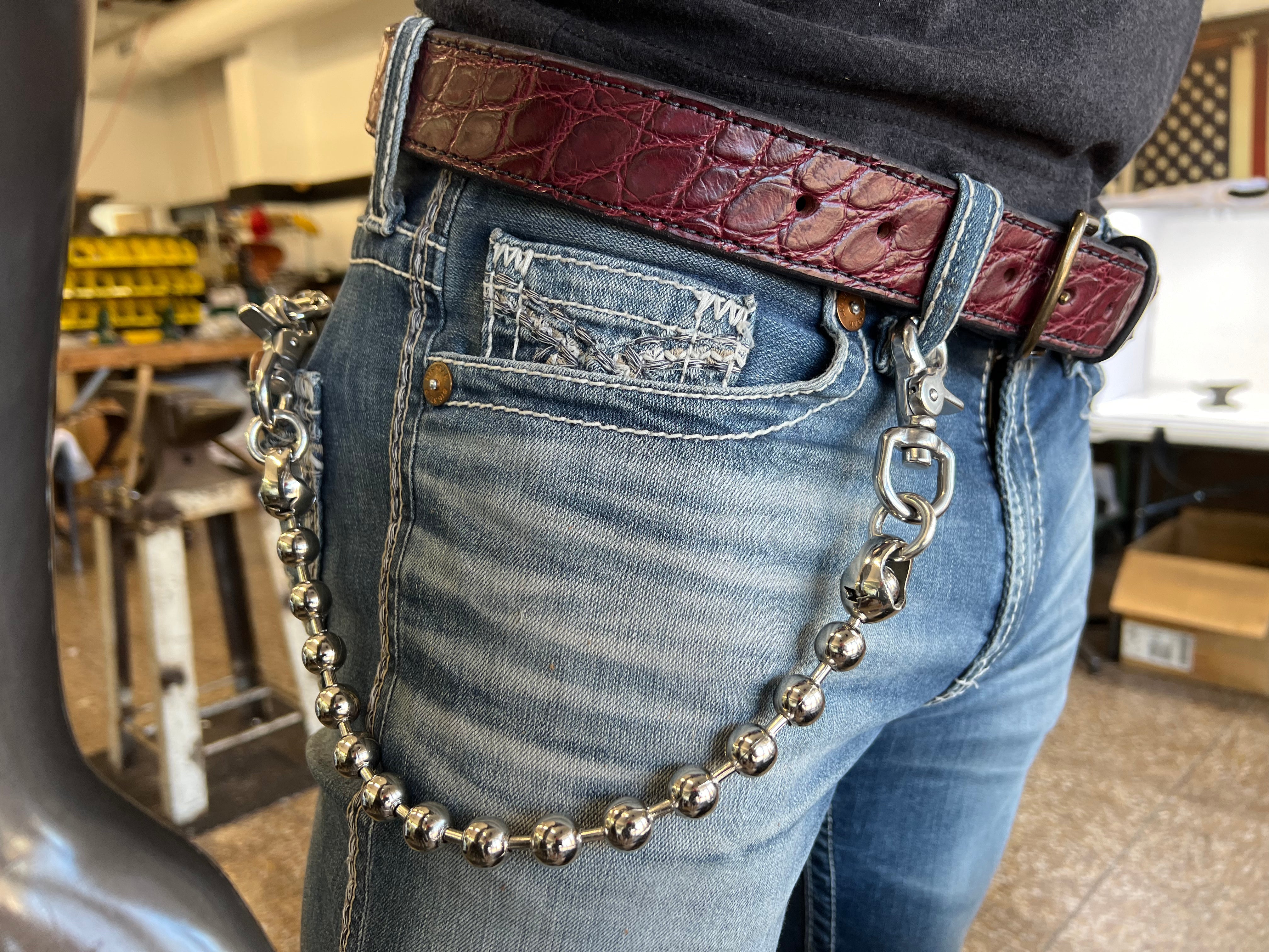 18” Stainless Ball Style Wallet Chain w/Custom Hardware - Anvil