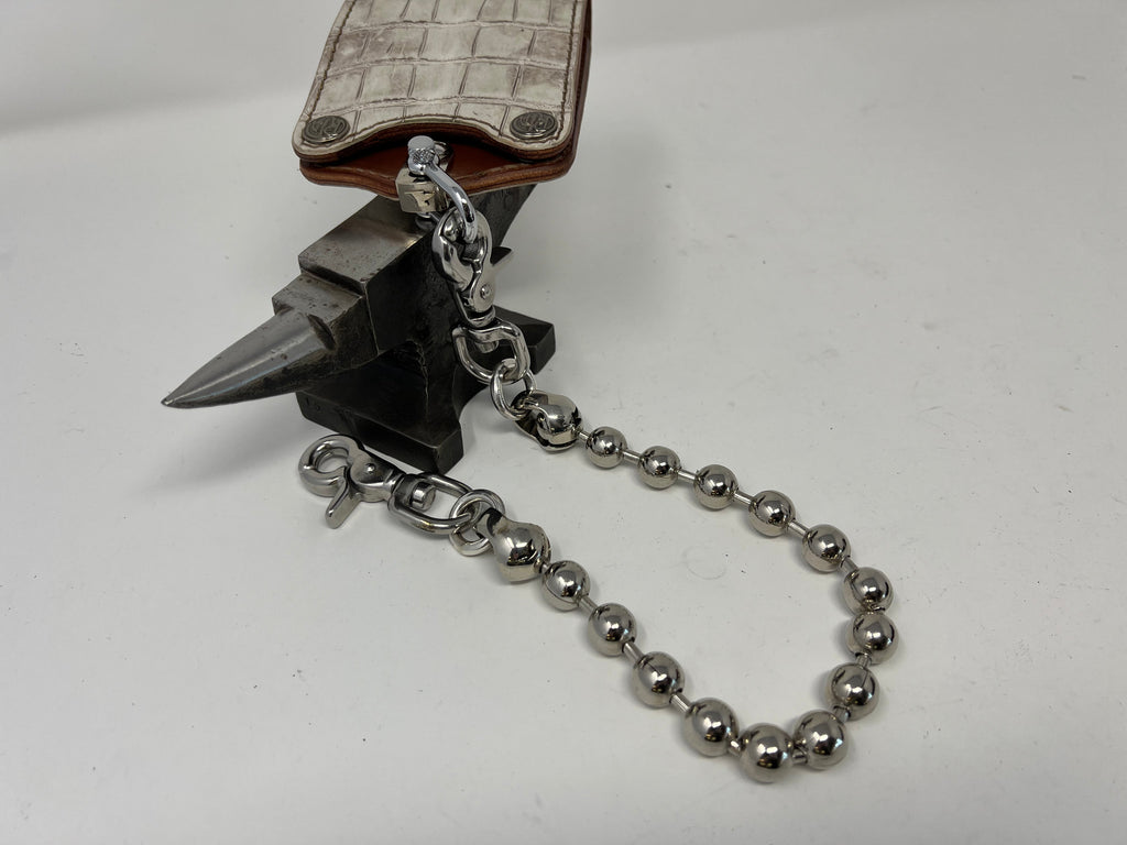 18” Stainless Ball Style Wallet Chain w/Custom Hardware - Anvil