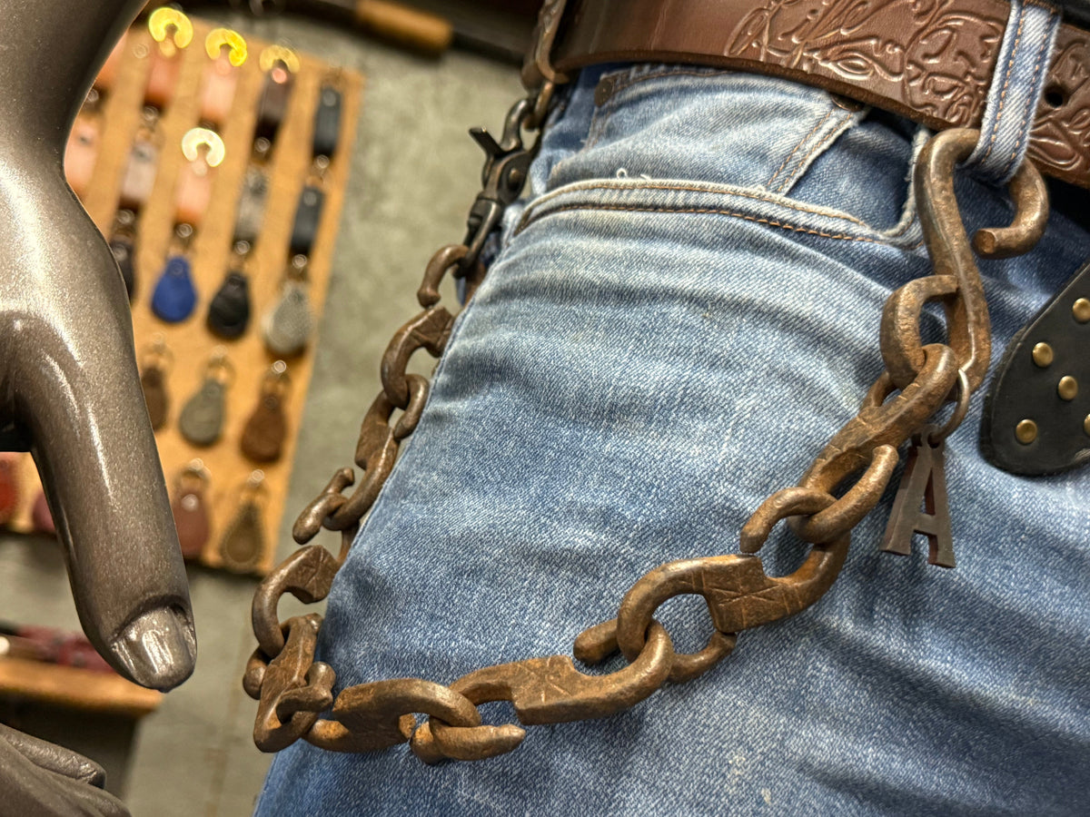 19” Hand Forged 1800’s Wrought Iron Wallet Chain by RTANVIL
