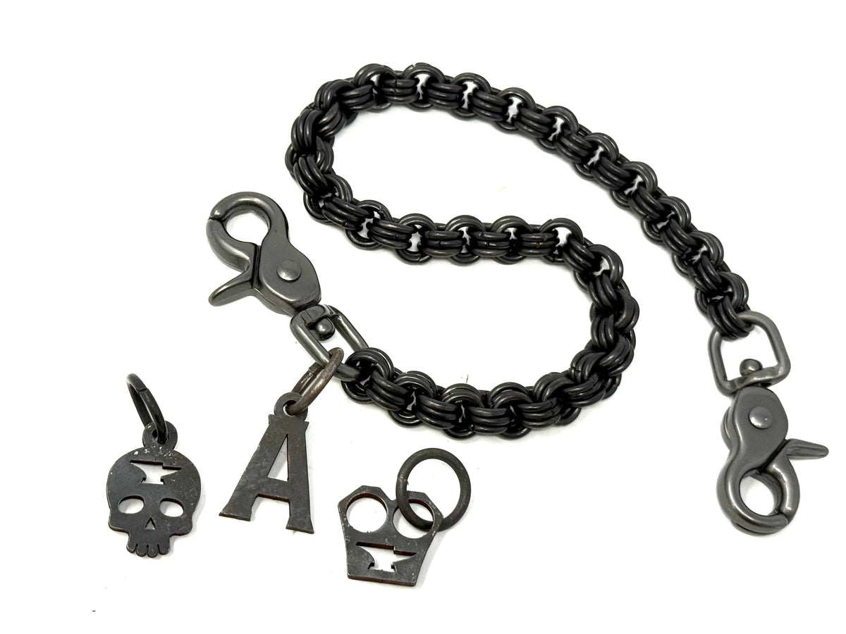 3-in-3 Black Stainless Chainmail Wallet Chain - 18”