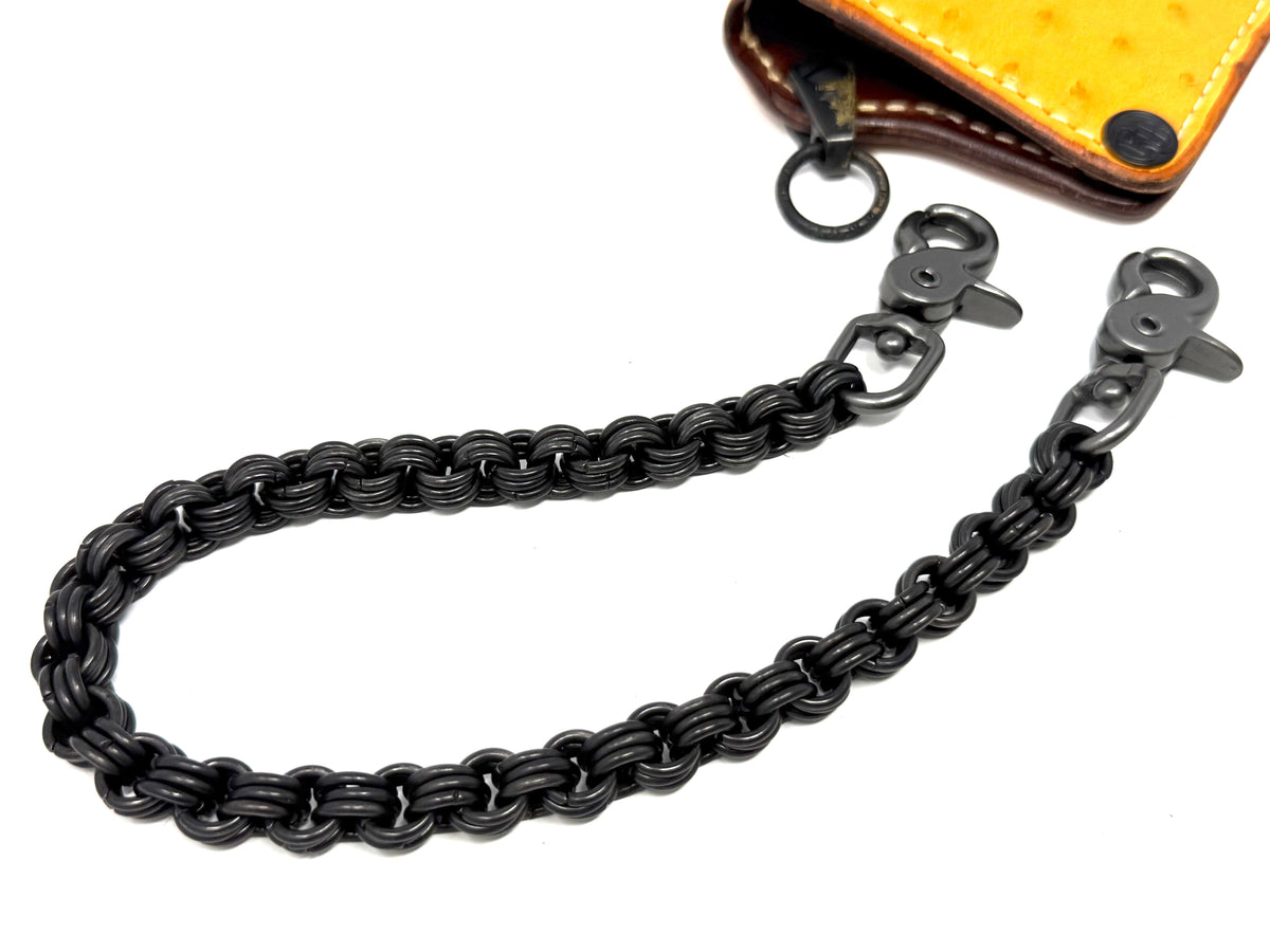 3-in-3 Black Stainless Chainmail Wallet Chain - 18”