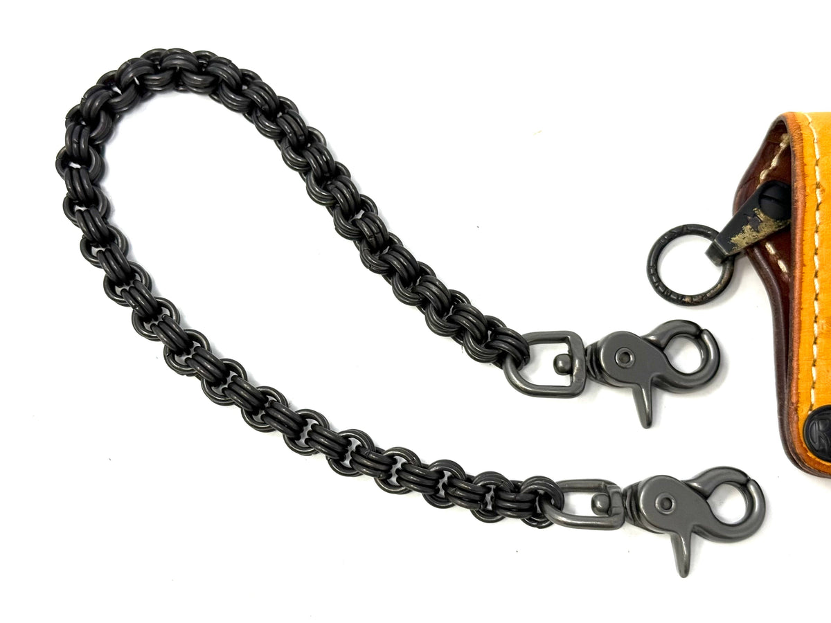 3-in-3 Black Stainless Chainmail Wallet Chain - 18”