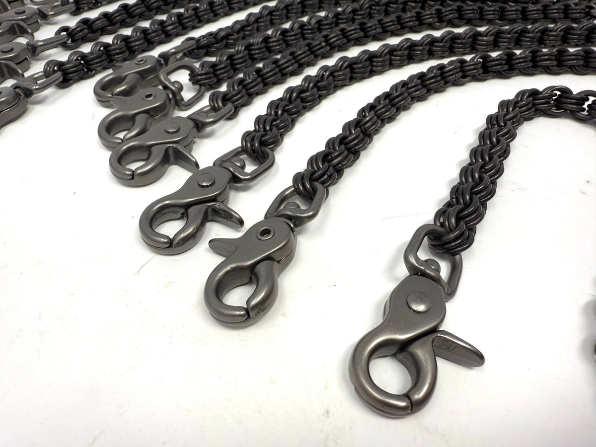 3-in-3 Black Stainless Chainmail Wallet Chain