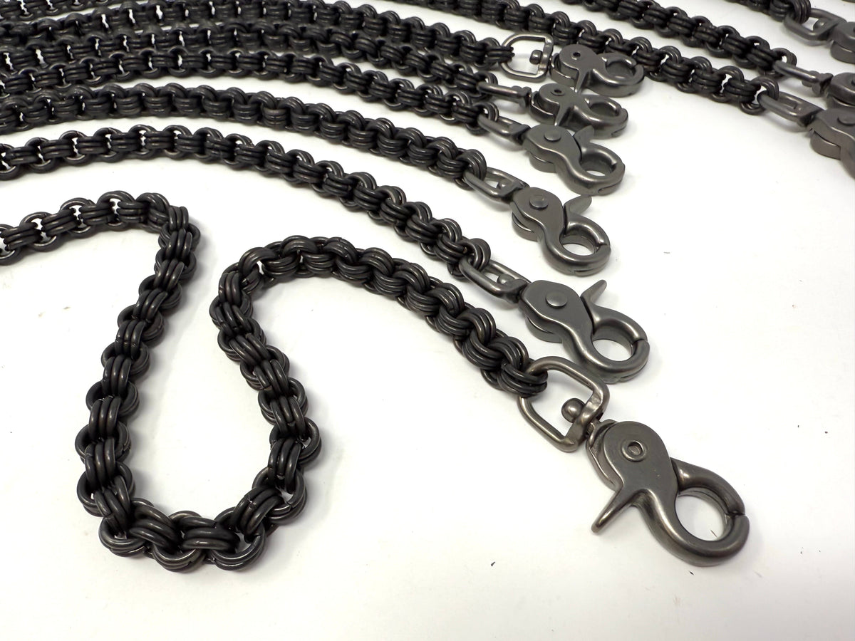 3-in-3 Black Stainless Chainmail Wallet Chain