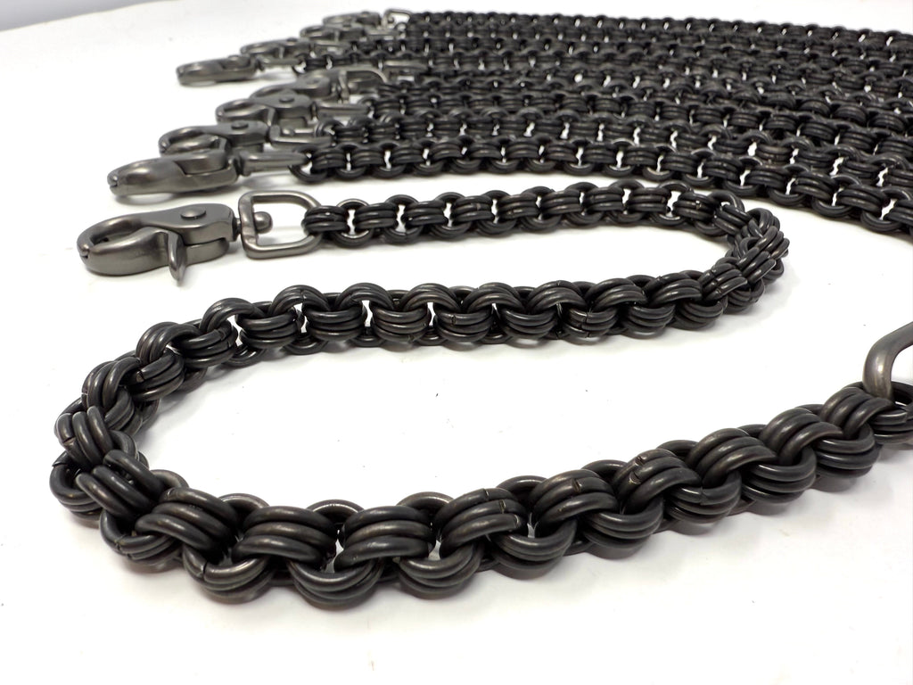 3-in-3 Black Stainless Chainmail Wallet Chain