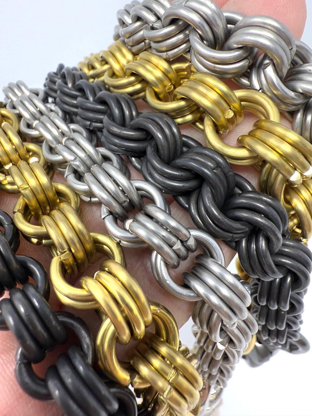 3-in-3 Black Stainless Chainmail Wallet Chain