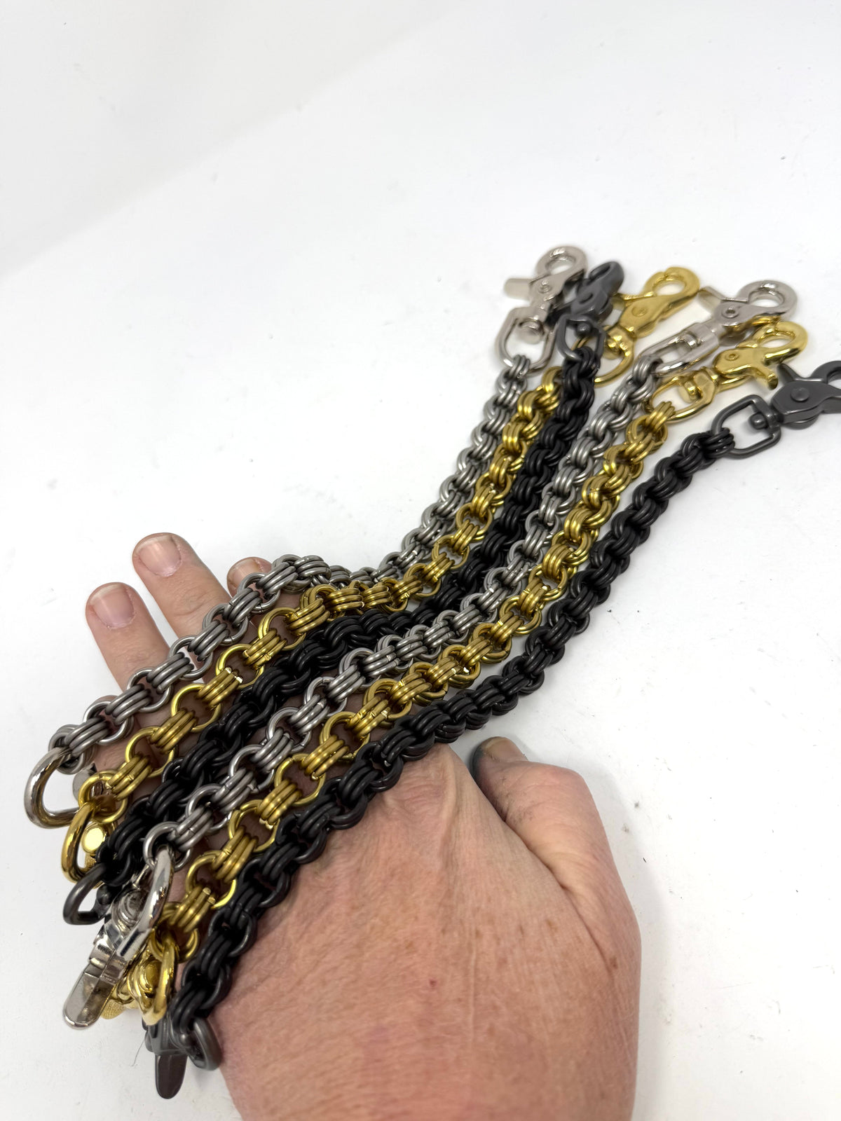 3-in-3 Black Stainless Chainmail Wallet Chain