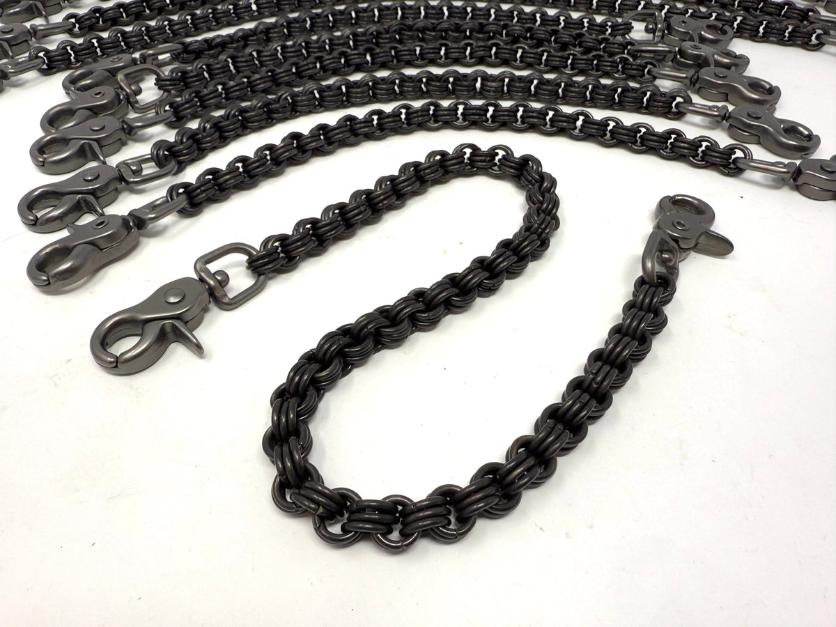 3-in-3 Black Stainless Chainmail Wallet Chain