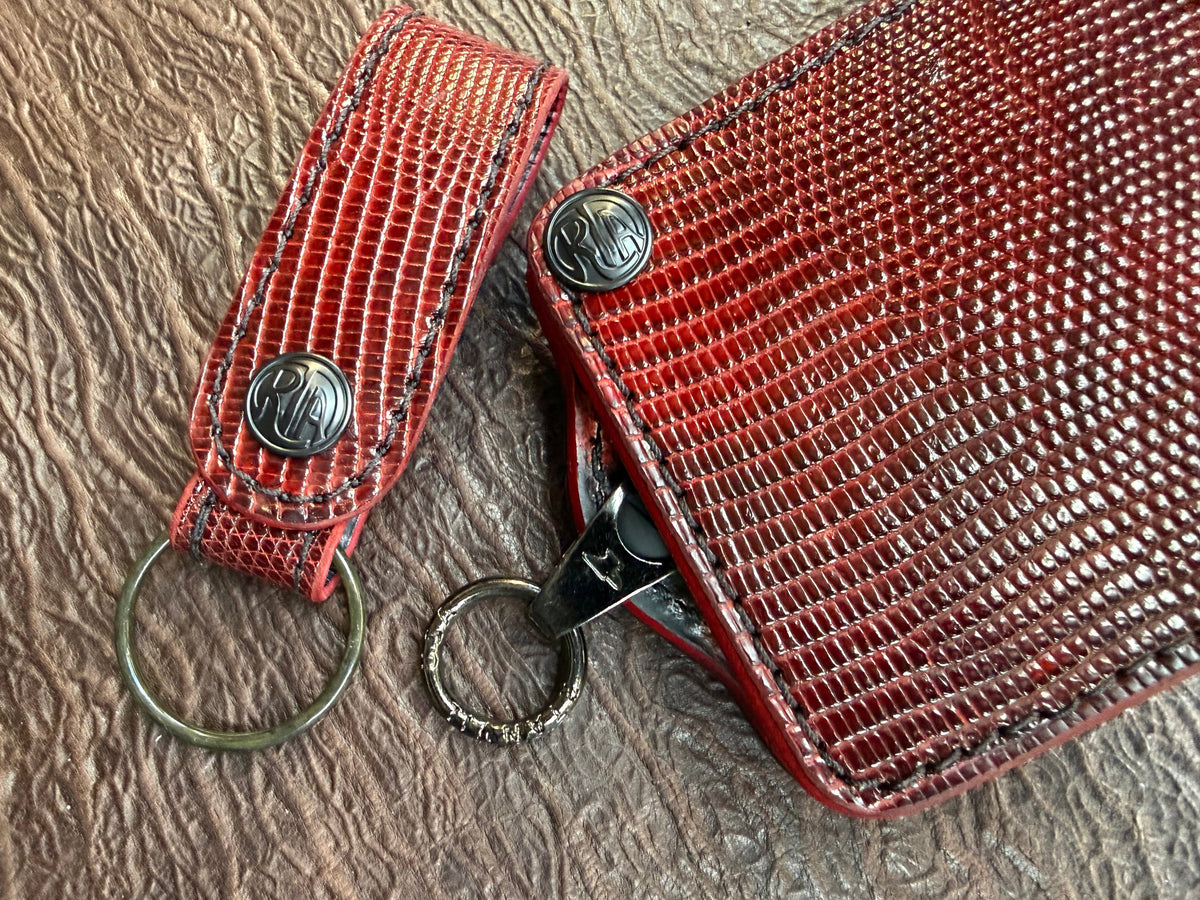 5G Bifold Chain Wallet - BloodRed Lizard