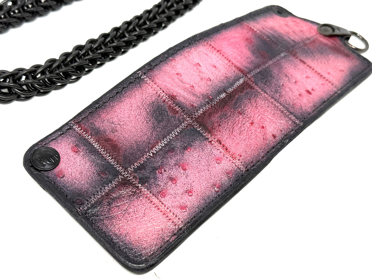 5G Bifold Leather Chain Wallet - “Asphalt Flamingo”