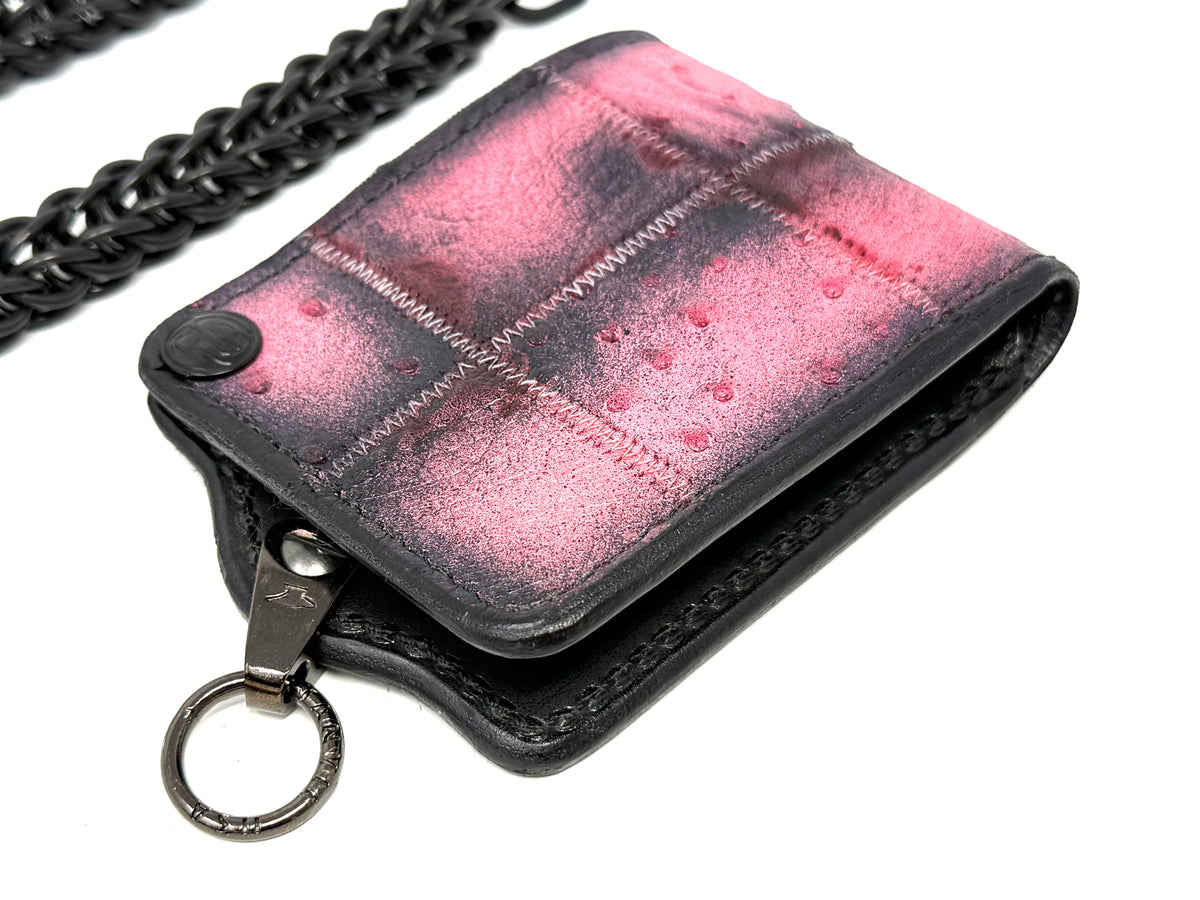 5G Bifold Leather Chain Wallet - “Asphalt Flamingo”