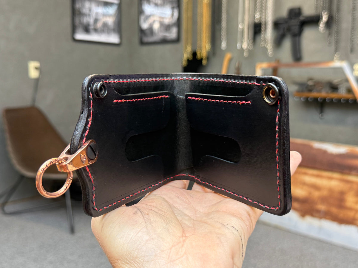 5G Bifold Leather Chain Wallet - Chocolate Hippo