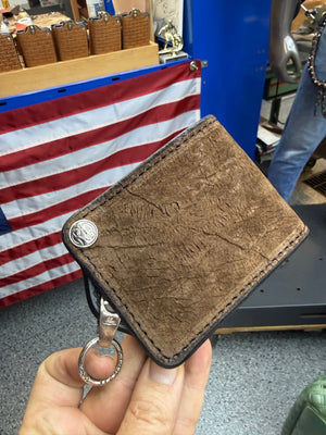 5G Bifold Leather Chain Wallet - Chocolate Hippo
