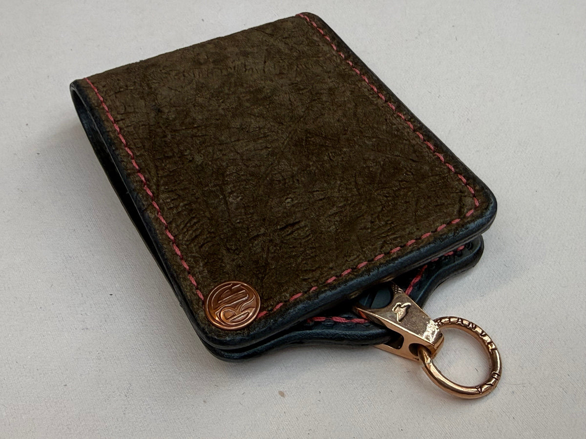 5G Bifold Leather Chain Wallet - Chocolate Hippo