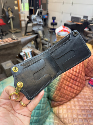 5G Bifold Leather Chain Wallet - Chocolate Hippo