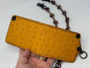 5G Bifold Leather Chain Wallet - Golden Ostrich