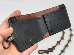 5G Bifold Leather Chain Wallet - Golden Ostrich