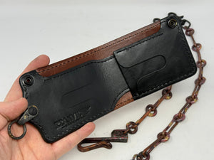 5G Bifold Leather Chain Wallet - Golden Ostrich