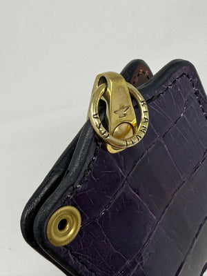 5G Bifold Leather Chain Wallet - Purple Alligator