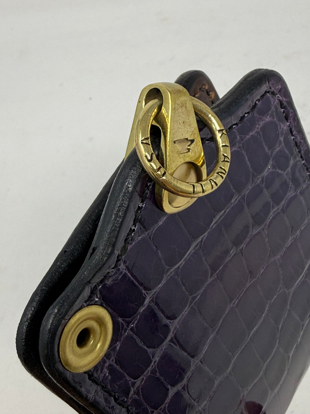 5G Bifold Leather Chain Wallet - Purple Alligator
