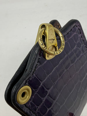 5G Bifold Leather Chain Wallet - Purple Alligator