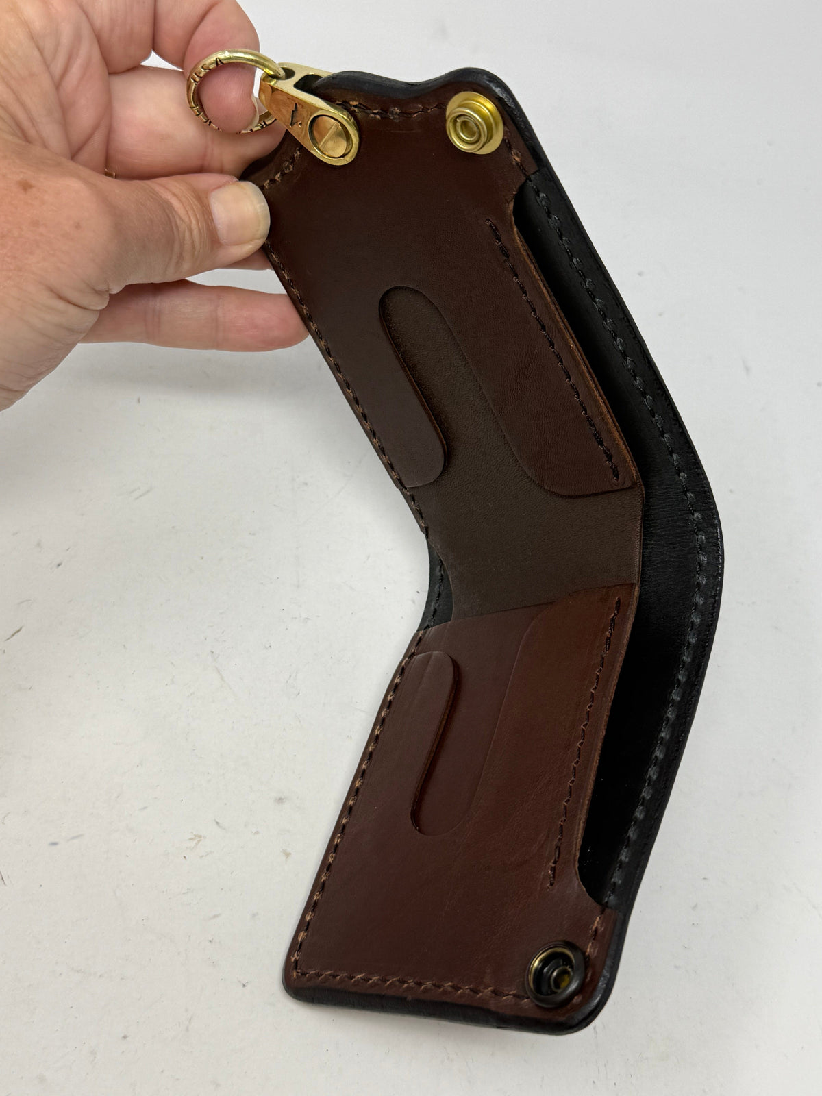 5G Bifold Leather Chain Wallet - Purple Alligator