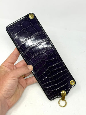 5G Bifold Leather Chain Wallet - Purple Alligator