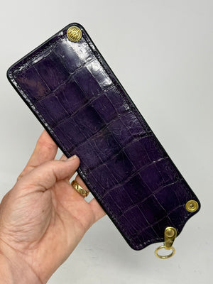 5G Bifold Leather Chain Wallet - Purple Alligator