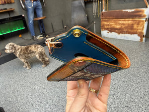 5G Bifold Leather Chain Wallet - Python Patchwork - Anvil Customs