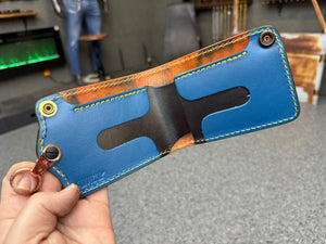 5G Bifold Leather Chain Wallet - Python Patchwork - Anvil Customs