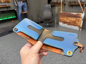 5G Bifold Leather Chain Wallet - Python Patchwork - Anvil Customs