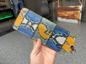 5G Bifold Leather Chain Wallet - Python Patchwork - Anvil Customs