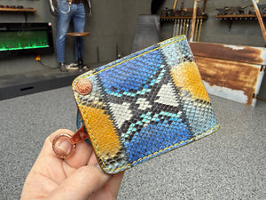 5G Bifold Leather Chain Wallet - Python Patchwork - Anvil Customs