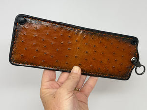 5G Bifold Leather Chain Wallet - Sunburst Ostrich Quill