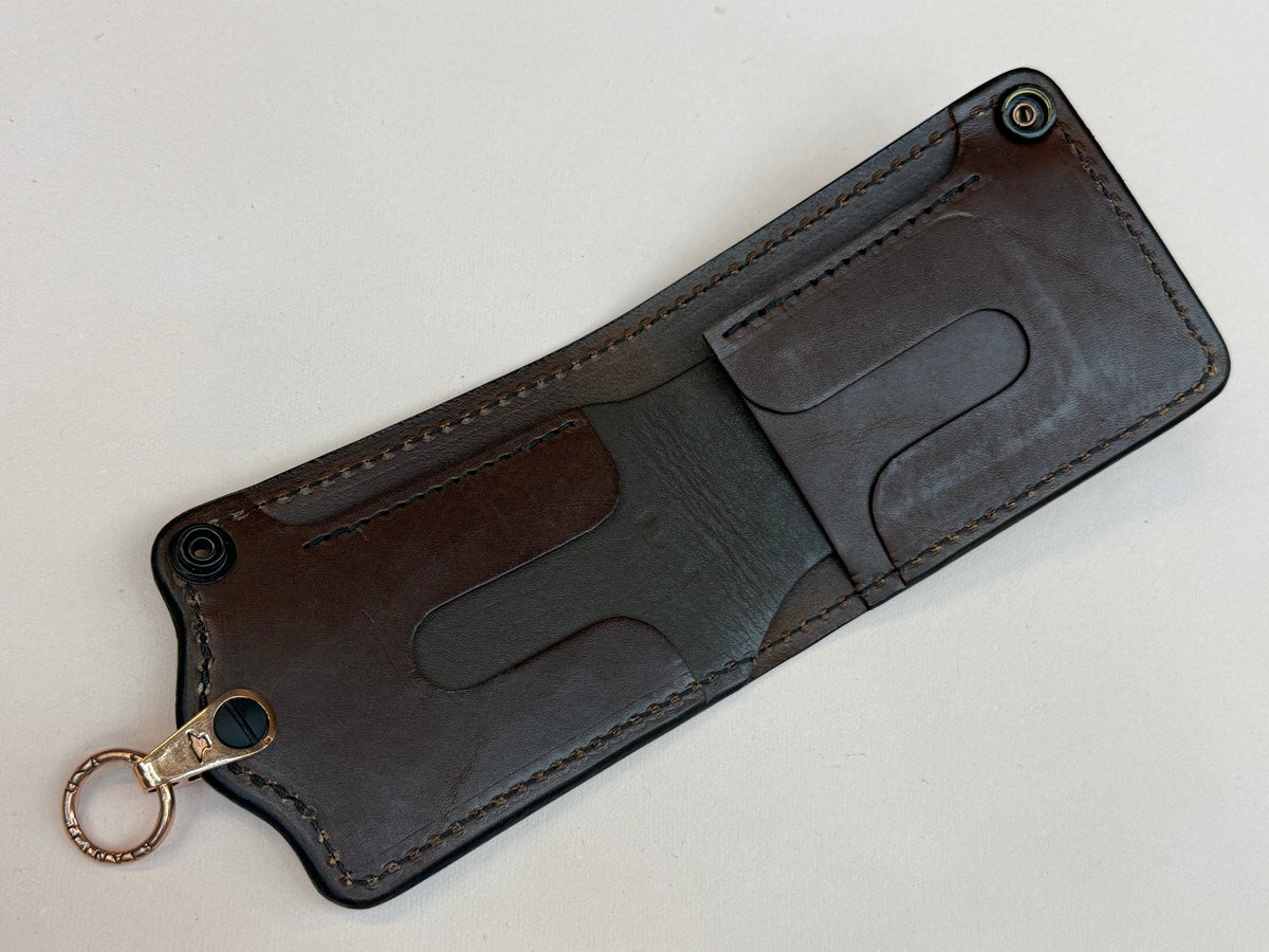 5G Bifold Leather Chain Wallet - Tan Hippo