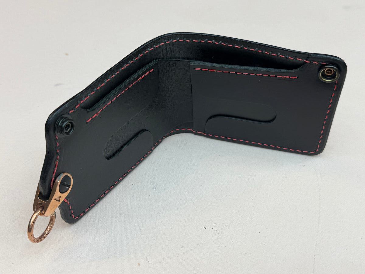 5G Bifold Leather Chain Wallet - Tan Hippo