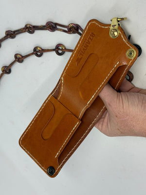 5G Bifold Leather Chain Wallet - White Ostrich