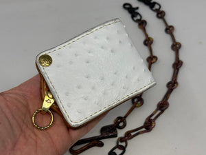 5G Bifold Leather Chain Wallet - White Ostrich