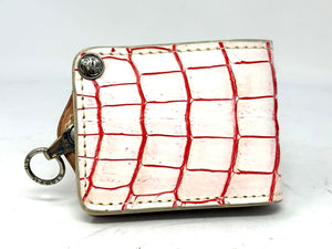 5G Bifold Leather Chain Wallet - White/Red Alligator