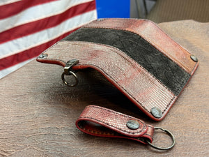 5G Long Biker Chain Wallet - Black Hippo X BloodRed Lizard - Anvil Customs