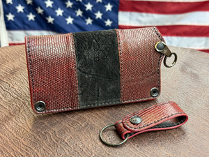 5G Long Biker Chain Wallet - Black Hippo X BloodRed Lizard - Anvil Customs