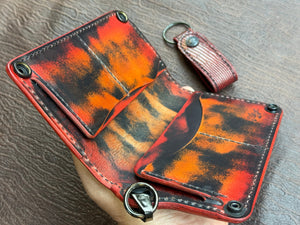 5G Long Biker Chain Wallet - Black Hippo X BloodRed Lizard - Anvil Customs