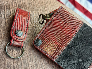 5G Long Biker Chain Wallet - Black Hippo X BloodRed Lizard - Anvil Customs