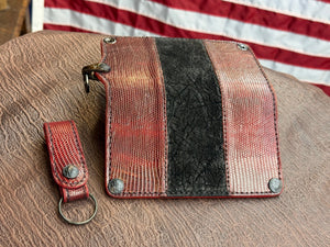 5G Long Biker Chain Wallet - Black Hippo X BloodRed Lizard - Anvil Customs