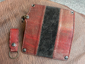 5G Long Biker Chain Wallet - Black Hippo X BloodRed Lizard - Anvil Customs