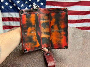 5G Long Biker Chain Wallet - Black Hippo X BloodRed Lizard - Anvil Customs