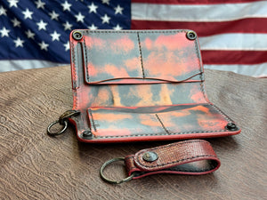 5G Long Biker Chain Wallet - Black Hippo X BloodRed Lizard - Anvil Customs