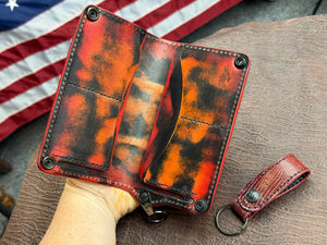 5G Long Biker Chain Wallet - Black Hippo X BloodRed Lizard - Anvil Customs